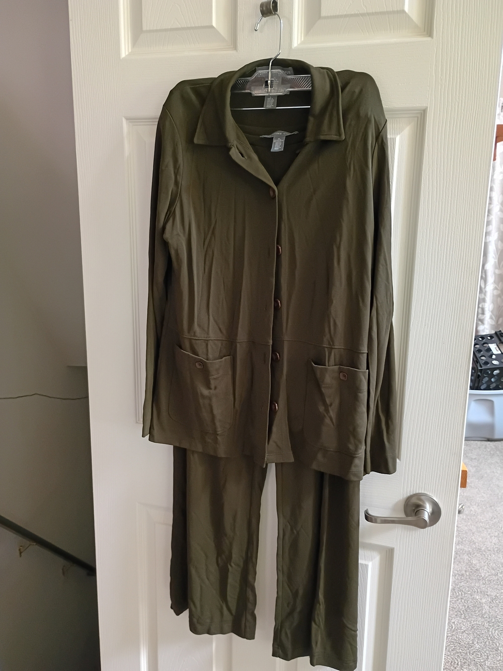 Josephine Chaus Olive Green Three-Piece Pantsuit